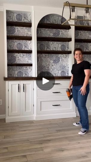 299K views · 5.5K reactions | DIY Built-In Bar for Dining Room! I built this at a friends house a few years ago and it was such a fun build! | DIY Built-In Bar for Dining Room! I built this at a friends house a few years ago and it was such a fun build! | By Life Is What You Make It | A few years ago I turned a
blank wall into this huge built-in unit for one of my
best friends. But let's back up. This is the wall that we
were working with. We started by figuring out how wide we
wanted the built-in and then I removed the baseboard where it
would go. And then I added a base for the cabinet to sit on
securing it into the studs behind the wall. I used three
quarter inch sanded plywood for the cabinet boxes and I just
built them myself with pocket holes. This is my friend's
husband Kevin. I don Custom Built Ins Dining Room, Buffet Bar Ideas Dining Rooms, Dining Room Bar Ideas, Dining Room Cabinet Ideas, Wall Cabinets As Base Cabinets, Built In Hutch Dining Room, Diy Built In Bar, Dining Room Built In Buffet, Built In Kitchen Hutch