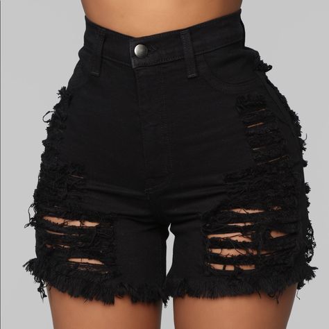 Never Worn New Bermuda Shorts Perfect Condition Black Ripped Shorts, Distressed Bermuda Shorts, Fashion Nova Shorts, Ripped Jean Shorts, Ripped Denim Shorts, Ripped Shorts, Slim Denim, Distressed Denim Shorts, Ripped Denim