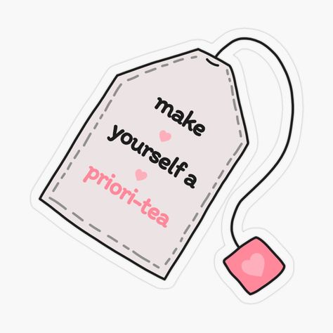 Get my art printed on awesome products. Support me at Redbubble #RBandME: https://www.redbubble.com/i/sticker/Make-yourself-a-priori-tea-tea-bag-by-wonderxwander/160405437.O9UDB?asc=u Nutrition Stickers Aesthetic, Tea Bag Sticker, Tea Stickers Aesthetic, Tea Stickers, Books Stickers, Medical Stickers, Bag Sticker, Bookish Stickers, Skincare Branding