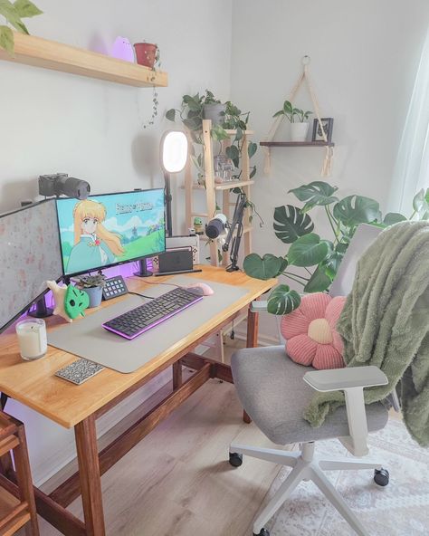 Happy thursday 🌱✨️ Little setup update! I've been able to add a shelf and more plants to my space and it feels so much cozier ✨️ Also I'm starting fields of mistria for the first time tonight!! I've heard so many amazing things about this game I cannot wait 🥰 🏷#cozy #cozyroom #desksetup #deskinspo #streamroom #streamer #fieldsofmistria #stardewvalley #zelda #nintendo #plantsmakepeoplehappy #plants #gamergirl Desk Inspo, My Space, Stardew Valley, Desk Setup, Cozy Room, Happy Thursday, A Shelf, Amazing Things, First Time