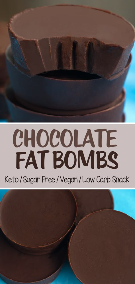 Secretly Low Carb Chocolate Keto Fat Bomb Recipe Ella Vegan, Keto Diet List, Fat Bomb, Sugar Free Vegan, Fat Bomb Recipe, Diet Breakfast Recipes, High Fat Foods, Low Carb Vegan, Keto Fat