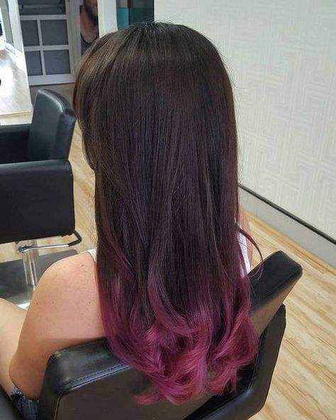 burgundy dip dye for dark brown hair Burgundy Hair Ends, Long Hair Pink Ends, Pink Ends Hair Black, Pink Hair Ends Brunette, Black Hair Pink Ends, Black Hair With Pink Ends, Dye For Dark Brown Hair, Colored Ends Of Hair Brunettes, Pink Ends Hair Brown