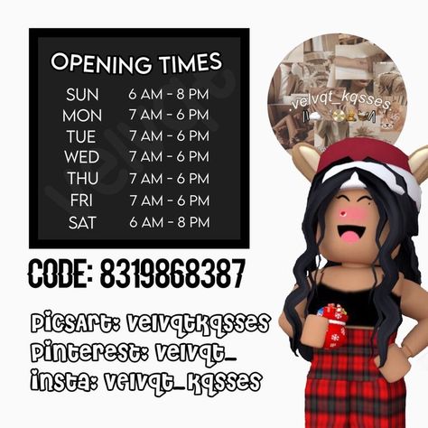 Bloxburg Order Here Decals Codes, Bloxburg Cafe Opening Times, Menu For Bloxburg Cafe, Bloxburg Store Hours Decal, Bloxburg Cafe Hours Decals Codes, Bloxburg Open Hours Decal, Bloxburg Restaurant Logo Decal Codes, Bloxburg Public Pool Decals, Bloxburg Cafe Painting Codes