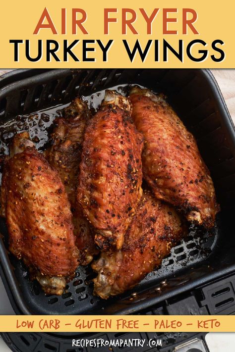 Airfryer Ideas, Fried Turkey Wings Recipe, Air Fryer Turkey Recipes, Reheat Turkey, Roaster Recipes, Frying Recipes, Ninja Grill, Air Fryer Turkey, Baked Turkey Wings