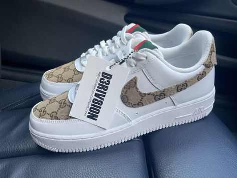 CUSTOM CLASSIC GG 22 AF1 Nike Air Force 1 Black, Air Force 1 Custom, Custom Air Force 1, Custom Nikes, Air Force Ones, Custom Sneakers, Nike Air Force 1, Bold Fashion, Nike Jordan