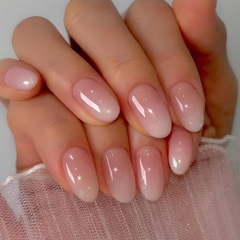 Dominican Nail Inspirations: 2024 Summer Trends Almond Shaped Jelly Nails, Winter Almond Nails Short, Pink Wedding Guest Nails, Cute Short Press On Nails, Push On Nails, Blooming Gel French Tip Nails, Nude Nails Oval, Simple Hoco Nails, Japanese Nail Art Elegant