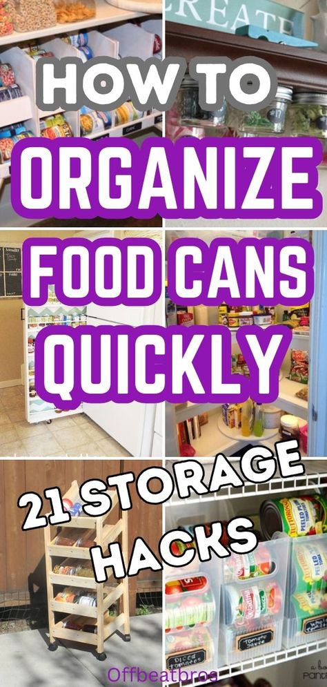 Struggling with canned food clutter? Get inspired with smart can good storage ideas that make your pantry look neat and functional. Pin these Food cans organization ideas now to keep your kitchen organized! Freezer Bag Storage, Kitchen Can Organization, Canned Good Organization, Food Storage Room Organization, Pantry Organization For Cans, Can Storage In Pantry, Organization Ideas For The Pantry, Can Organizers For Pantry, Diy Can Organizer For Pantry