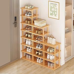 Bamboo Shoe Rack 17 Tier- Vertical Shoe Rack for Small Spaces, Tall Narrow Shoe Rack Organizer for Closet Entryway Corner Garage and Bedroom,Skinny Shoe Shelf with Free Stackable DIY Shoe Rack For Small Spaces, Vertical Shoe Rack, Narrow Shoe Rack, Bamboo Shoe Rack, Shoe Rack Entryway, Shoe Rack Organization, Shoe Shelf, Vertical Design, Studio Ideas