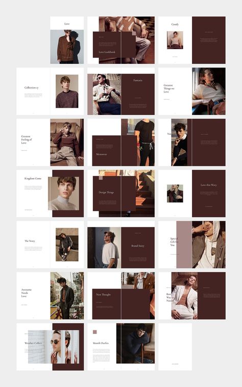 LOVE Men's Fashion Lookbook by flowless on @creativemarket Product Lookbook, Wedding Photobook, Design Portfolio Layout, Catalog Design Layout, Lookbook Layout, Catalogue Layout, Photobook Layout, Fashion Magazine Layout, 잡지 레이아웃