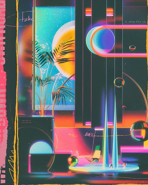 Adobe Color, Synthwave Art, Affiches D'art Déco, Weekly Inspiration, Vaporwave Art, New Retro Wave, Retro Graphics, Vaporwave Aesthetic, Design Fields