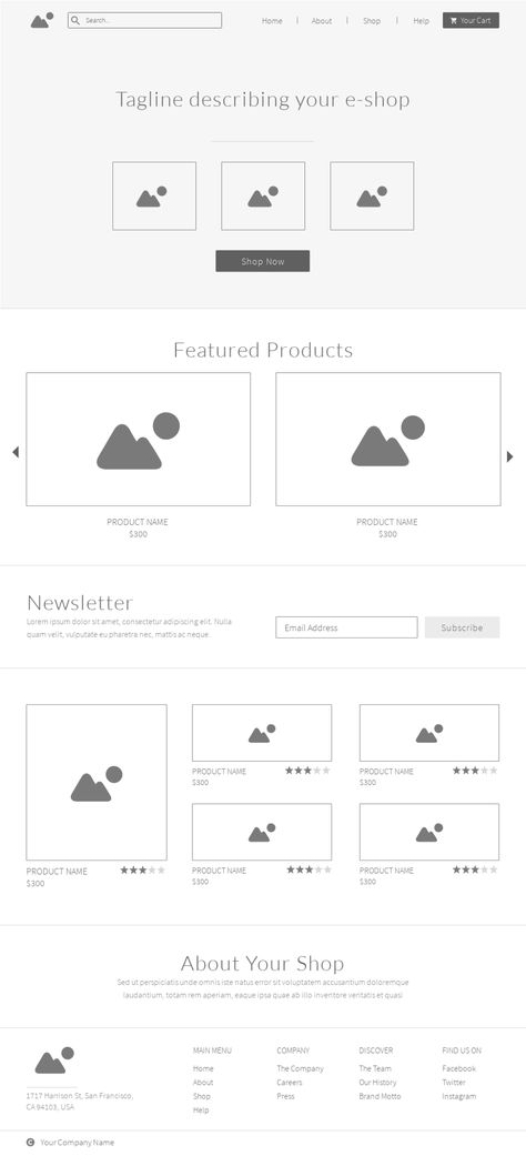 Ecommerce Website Wireframe Template - Moqups | Working with an ecommerce wireframe is a crucial step in building an online shop since it helps you conceptualize the basic blueprint of your site early in the design process. This ensures that the final version of the website will be user-friendly, easy to navigate, and effective from a user journey perspective – before you commit precious resources towards the final design. Canvas Website Design, Wireframe Website Layout, Wireframe Design Website, Ecommerce Wireframe, Website Blocks, Website Wireframe Design, Homepage Wireframe, Website Wireframe Templates, Wireframe Web