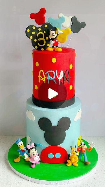 Mickey Mouse Clubhouse Cake, Two Tier Cake, Cake Artist, Mango Chunks, Chocolate Buttercream, Mickey Mouse Clubhouse, Vanilla Buttercream, Artist On Instagram, Tiered Cakes