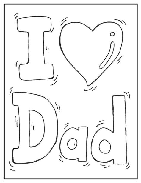 Father's Day Games, I Love Dad, Fathers Day Coloring Page, Father's Day Activities, Father's Day Printable, Skull Coloring Pages, Cadeau Parents, Heart Coloring Pages, I Love My Dad