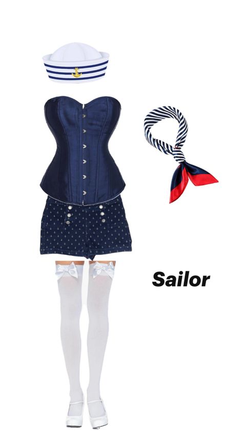 Halloween costume women’s Sailor Halloween Costumes, Sailor Halloween, Halloween Costume Women, Cute Halloween Outfits, Sailor Costume, Classy Halloween Costumes, Trendy Halloween Costumes, Costume Women, Halloween Inspo