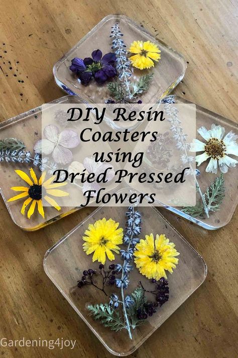 Flower Epoxy Coaster, Dried Flowers And Resin, Flowers In Resin Ideas, Epoxy Resin Crafts Flowers, Resin Coasters Diy How To Make, Pressed Flowers In Resin, Things To Make With Dried Flowers, Pressed Flower Coasters, Epoxy Resin Coasters Diy