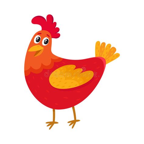 Funny cartoon red chicken, hen standing and smiling happily stock illustration Farm Drawing, Hen Anime, Farm Background, Farm Illustration, Large Living Room Decor, Farming Ideas, Hen Farm, Chicken Logo, Farm Craft