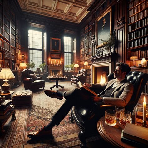 Gentleman Study, Dream Office Luxury, Gentleman Room, Gentlemans Room, Home Library Rooms, Modern Home Offices, Home Bar Rooms, Home Cinema Room, Cabin Exterior