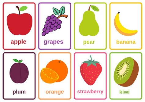 Printable Fruit Flashcards for Kids - Etsy Australia Different Kinds Of Fruits, Color Flashcards, Fruit Cartoon, Fruits For Kids, Fruit Picture, Flashcards For Kids, Alphabet Activities Preschool, Shapes Activities, Esl Teachers