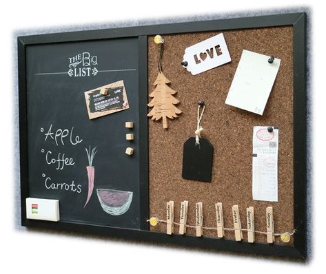 As one of the best selling items, the big list chalkboard cork board combo is ideal for any space of the home with its magnetic chalkboard and carbonized cork board, designed by Rimemo, a combo board manufacturer based in China. Cork Board Decor, Notice Board Decoration, Classroom Boards, Magnetic Chalkboard, Organization Board, Love List, Weekly Monthly Planner, Board Decoration, Command Center