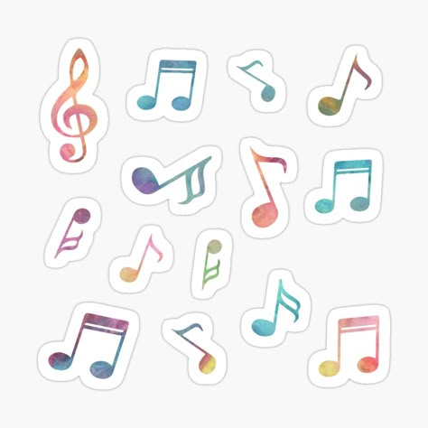 Music Printable Stickers, Cute Music Stickers, Music Stickers Printable, Music Stickers Aesthetic, Music Notes Stickers, Music Notes Aesthetic, Printable Music Notes, Color Music, Music Clipart