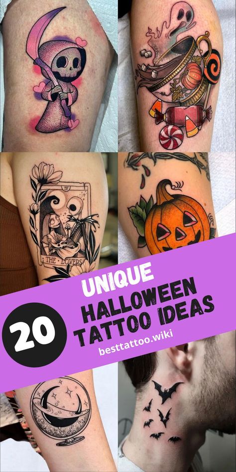 Embrace the whimsy and wonder of Halloween with our enchanting collection of tattoo ideas for 2024. From small and simple designs to elaborate sleeves, our curated selection offers a variety of options to suit your Halloween style. Whether you're drawn to cute and playful motifs or eerie horror movie scenes, our tattoo ideas capture the essence of Halloween in all its spooky glory. Step into the magic of the season with our top Halloween tattoo inspirations. Mother Daughter Spooky Tattoos, Halloween Tattoo Ideas For Women, Halloween Tattoos For Women, Halloween Flash Tattoo, Halloween Tattoo Designs, Niece Tattoo, Cute Halloween Tattoos, Simple Small Tattoos, Mandela Tattoo