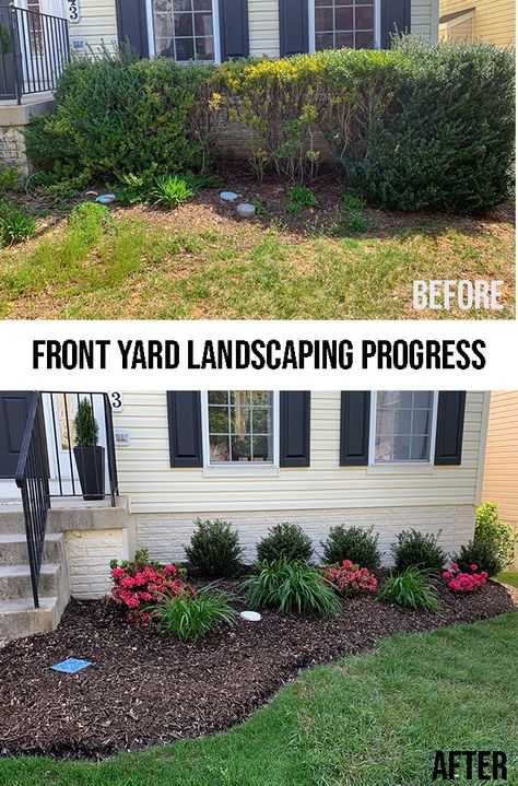 Easy Landscaping Front Yard, Front Yard Flower Bed, Landscape Ideas Front Yard Curb Appeal, Garden Escape, Front Yards Curb Appeal, Porch Landscaping, Cheap Landscaping Ideas, Small Front Yard Landscaping, Front Yard Garden Design