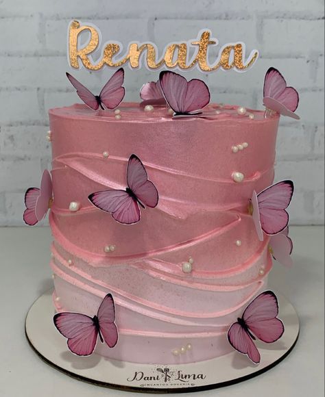 Mother Birthday Cake, Wave Cake, Cake Designs For Girl, Whipped Cream Cakes, Edible Butterfly, Birthday Cake For Mom, Butterfly Birthday Cakes, Unique Birthday Cakes, Pink Birthday Cakes