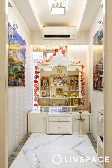 Mandir Designs Made of Marble for Your Heavenly Abode Marble Pooja Room, Marble Mandir Design, Pooja Room Designs, Marble Mandir, Mandir Designs, Mandir Design, Pooja Room Design, Marble Flooring, Iron Shelf