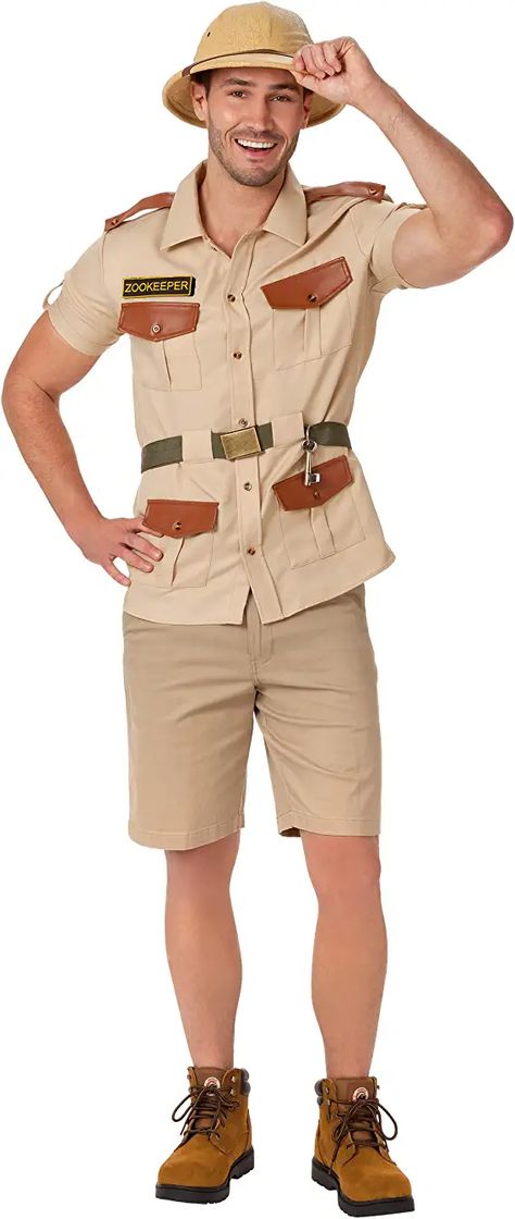 Men Safari Outfit, Park Ranger Outfit, Zookeeper Outfit, Desert Clothes, Zoo Outfit Ideas, Zookeeper Costume, Desert Explorer, Ranger Outfit, Jungle Man