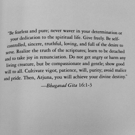 Bhagavad Gita 16:1-3 Bhagavad Gita Chapter 1, Bhavagad Gita Quotes, How To Read Bhagavad Gita, Krishna Bhagavad Gita Quotes, The Bhagavad Gita Quotes, Bhagavad Gita Quotes Aesthetic, Bhagwad Gita Quotes English, Bagvad Gita Quotes, Bhagavad Gita Book Photography