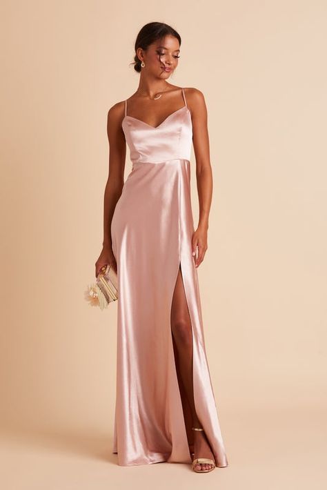 Formal V-neck Slip Dress With Delicate Straps, Elegant Pink V-neck Slip Dress, Pink V-neck Dress With Delicate Straps, Elegant Pink Slip Dress With Delicate Straps, Formal Slip Dress With Sweetheart Neckline And Adjustable Straps, Elegant Satin Dress With Adjustable Straps, Fitted Satin Dress With Delicate Straps, Formal Satin Dress With Delicate Straps, Glamorous Satin Slip Dress With Spaghetti Straps