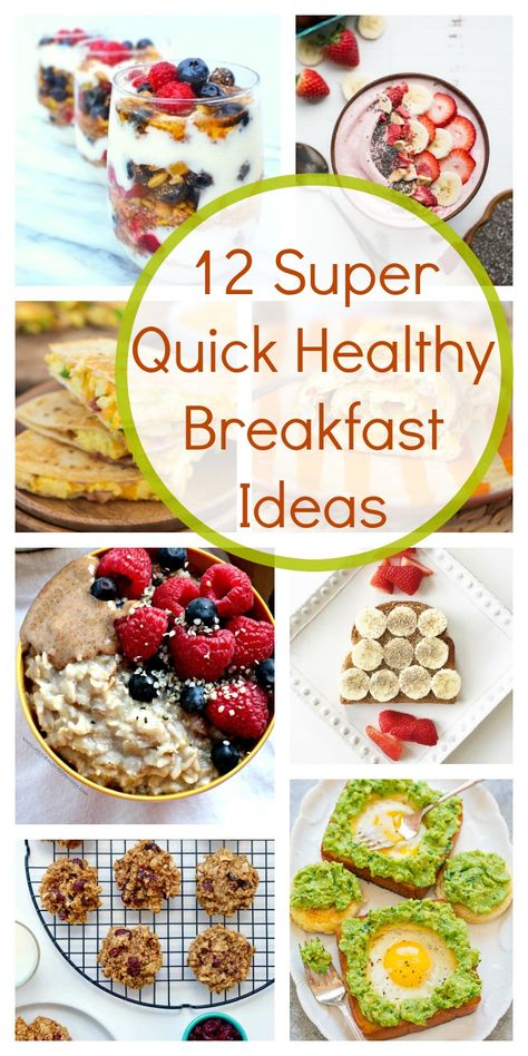 12 Super Quick Healthy Breakfast Ideas in a hurry for those mornings when you really only have a few minutes to get a balanced breakfast on the table! Quick Easy Healthy Breakfast, Breakfast Ideas Healthy Clean Eating, Heart Healthy Breakfast, Healthy Breakfast Menu, Breakfast Ideas Healthy, Healthy Breakfast For Kids, Menu Sarapan Sehat, Healthy Breakfast On The Go, Super Healthy Kids