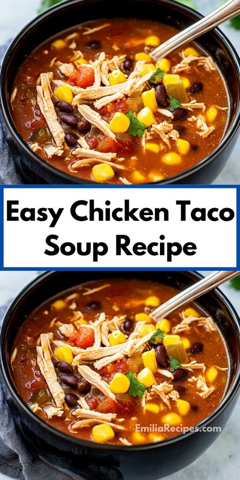 Need chicken breast recipes? This Easy Chicken Taco Soup Recipe is perfect! It’s one of the best soup recipes, offering a taco soup recipe easy to make and ideal for healthy soup dinner recipes. Best Chicken Taco Soup Recipe, Taco Soup With Chicken, Taco Chicken Soup, Taco Soup Chicken, Best Taco Soup Recipe, Easy Chicken Taco Soup, Soup Dinner Recipes, Chicken Breast Tacos, Easy Chicken Taco