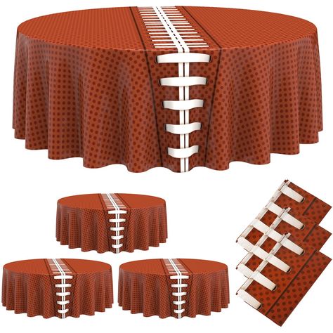 PRICES MAY VARY. Package Includes: you receive 6 pcs of our rugby round table cloth; This provides more coverage and value for your money; These are not just rugby table decorations, but the rugby birthday party supplies you need to make your event an unforgettable success Quality Materials: our rugby party tablecloth is made from PET plastic, ensuring durability, natural and soft with good abrasion resistance; These rugby table covers are designed to withstand boisterous parties and yet look sl Football Party Table Decor, Football Table Decorations, Football Table Cover, Football Banquet Centerpieces, Football Centerpieces, Balloon Table Centerpieces, Football Theme Birthday, Banquet Centerpieces, Super Bowl Decorations