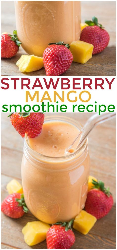 Strawberry Mango Smoothie Recipe, Mango Smoothie Recipe, Strawberry Mango Smoothie, Sugar Fruit, Mango Smoothie Recipes, Smoothie Fruit, Smoothie Recipes Strawberry, Natural Detox Drinks, Healthy Strawberry