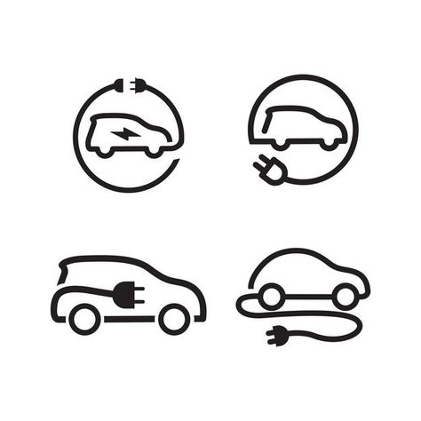 Electric car set icon on white backgroun... | Premium Vector #Freepik #vector #background Electric Car Drawing, Electric Car Logo Design, Electric Icon, Electric Station, Electric Car Design, Bmw Electric, Car Icon, Car Logo Design, Icon Parking