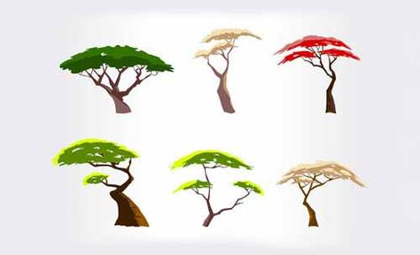 Acacia Tree Illustration, Savanna Tree, African Tree, African Savanna, African Savannah, Tree Vector, Acacia Tree, Painting Pictures, Vector Trees