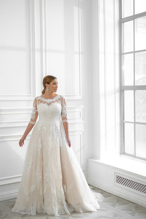 Custom Made Plus Size Embroidery Appliques Tulle Half Sleeve Bridal Ball Gown Elegant O-Neck Court Train Lace Wedding Dress#wedding dresses #bride Plus Size Wedding Dress Half Sleeve, A Line Wedding Gown Plus Size, Plus Size A Line Wedding Dress With Sleeves, Bridal Gowns With Sleeves Plus Size, A-line Wedding Dress With Sleeves Plus Size, Plus Size Wedding Dress With Pockets, Long Sleeve A Line Wedding Dress Plus Size, Plus Size Wedding Dresses With Sleeves A Line, A Line Wedding Dress With Sleeves Plus Size