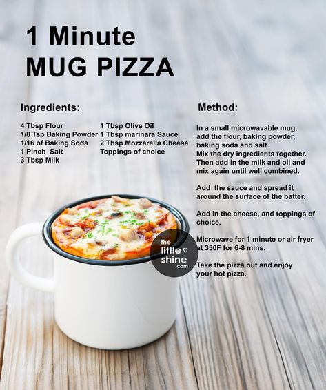 Homemade Microwave Meals, Microwave Recipes Dinner, Mini Waffle Maker Recipes, Food In A Mug, Muffin Brownies, Yummy Easy Snacks, Mug Pizza, Mug Dessert Recipes, Microwave Cooking Recipes