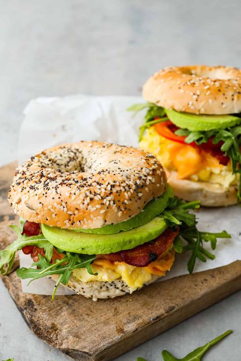 Start your morning off right with this hearty and filling Bagel Breakfast Sandwich. It has everything you need to fuel your body and to keep you full until lunch. These are also perfect for breakfast on the go and always hit the spot! Bagel Sandwiches, Bagel Breakfast, Slow Cooker Breakfast Casserole, Bagel Breakfast Sandwich, Breakfast Enchiladas, Slow Cooker Breakfast, Breakfast Burger, Favorite Breakfast Recipes, Breakfast Bagel