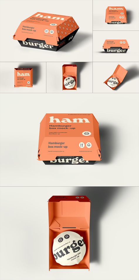 Hamburger Box Mockup Burger Box Packaging Design, Burger Box Design, Burger Packaging Design, Burger Graphic Design, Burger Box Packaging, Hamburger Packaging, Burger Packaging, Hamburger Box, Logo Design Graphics