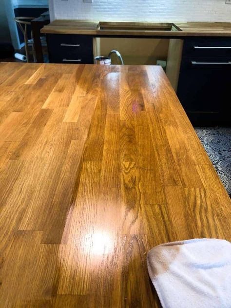 How To Seal Butcher Block Countertops, Sealing Butcher Block Countertops, Butcher Block Sealer, Butcher Block Diy, Maple Butcher Block Countertops, Stained Butcher Block, Dream Kitchen Island, Butcherblock Countertops, Butcher Block Countertops Kitchen