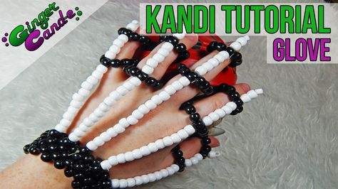 Today I'm going to teach you how to make kandi skeleton gloves. These are perfect for and epic Halloween or rave outfit. Kandi Skeleton Hand, Kandi Glove Tutorial, Kandi Glove, Kandi Cuff Tutorial, Kandi Tutorial, Kandi Crafts, Rave Art, Skeleton Gloves, Kandi Mask