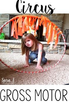 Circus gross motor practice.  Just take a hula hoop and use paper or plastic surveyors tape to add "flames."  Then pick an animal and practice being that animal and jumping through the hoop. Circus Theme Preschool Activities, Circus Crafts Preschool, Circus Week, Camp Carnival, Preschool Circus, Circus Activities, Carnival Activities, Summer Camp Themes, Circus Crafts