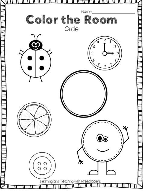 Circle Shape Worksheets For Preschool, September Preschool, Outline Pictures, Room Activities, Teaching Shapes, Outline Images, Write The Room, Shapes Worksheets, Shapes Activities