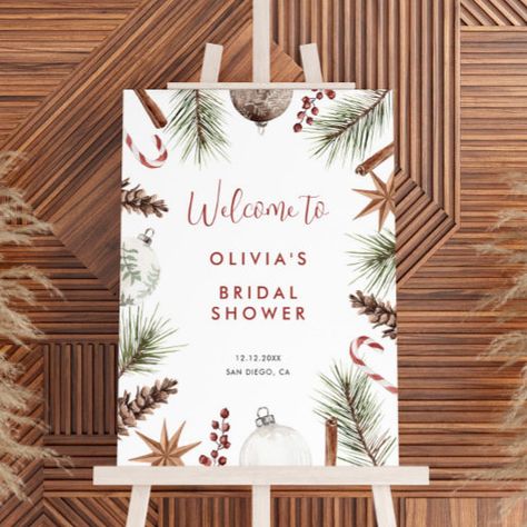 Welcome Sign Christmas, Christmas Bridal Showers, Christmas Party Poster, Unique Xmas Gifts, Winter Bridal Showers, Christmas Berries, Christmas Frame, Bridal Shower Welcome Sign, Holiday Poster