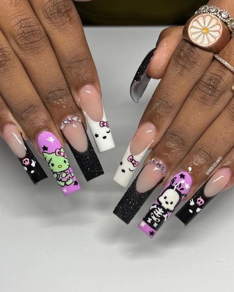 Occasion Nails, Hello Kitty Nail, Kitty Nail, Holloween Nails, Halloween Acrylic Nails, Cute Halloween Nails, Nagel Tips, Pedicure Manicure, Hello Kitty Nails