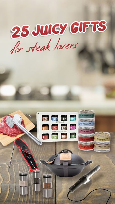 This list of gifts for steak lovers is especially made for your carnivore friends. Every item on this list is all related to their love for steak. This list also offers a great selection of items for those who love cooking their steak. You will definitely get to the right item for your steak lovers friends and family. Gifts For Steak Lovers, Steak Lover Gifts, Cooking The Best Steak, Bbq Wood, Bbq Night, Best Gift For Husband, Cooking The Perfect Steak, Spice Set, Perfect Steak