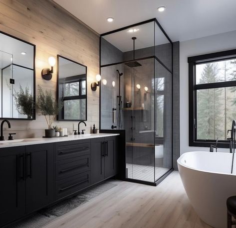 Makeover Kamar Mandi, Large Bathroom, Bathroom Design Decor, Bathroom Remodel Designs, Bathroom Inspiration Decor, Hus Inspiration, Dream House Interior, Shower Remodel, House Bathroom