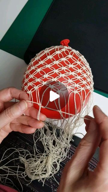 Macrame School on Instagram: "Macrame Ball or Egg with glue and balloon." Deco Champetre, Crochet Baby Shoes Pattern, Macrame Wall Hanging Patterns, Easter Decorations Dollar Store, Home Diy On A Budget, Home Diy Decor, Diy Crafts To Do, Diy Watercolor, Diy Projects On A Budget